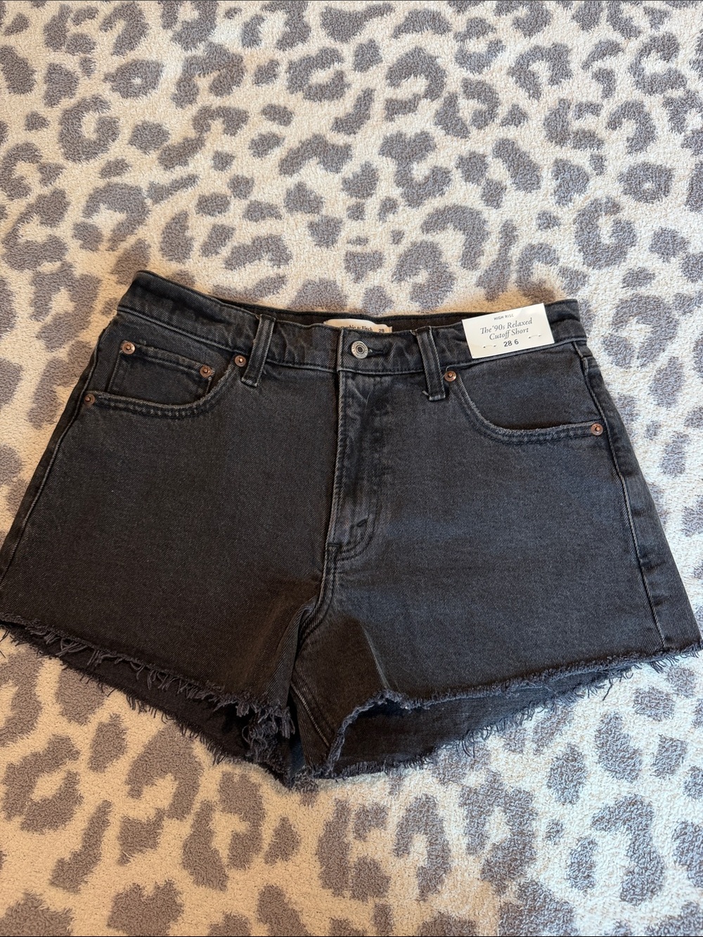 Abercrombie & Fitch Black High-Rise Cutoff Denim Shorts